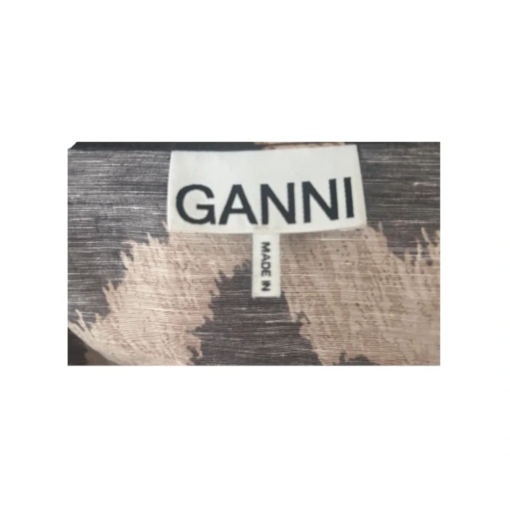 GANNI Leopard Print Silk Linen Mini Wrap Dress - Picture 3 of 4